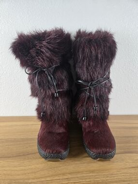 Oscar Fox Fur Winter Boots - Burgundy